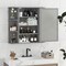 Wall Mounted Mirror Bathroom Storage Cabinet with 3 Adjustable Shelves and 6 Open Side Racks